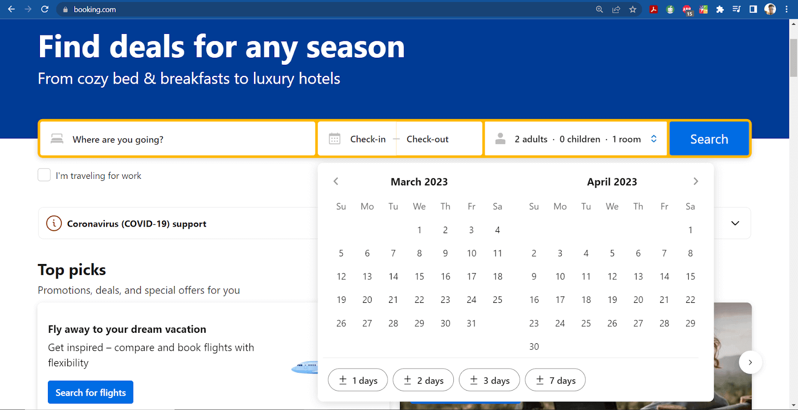 Booking.com datepicker