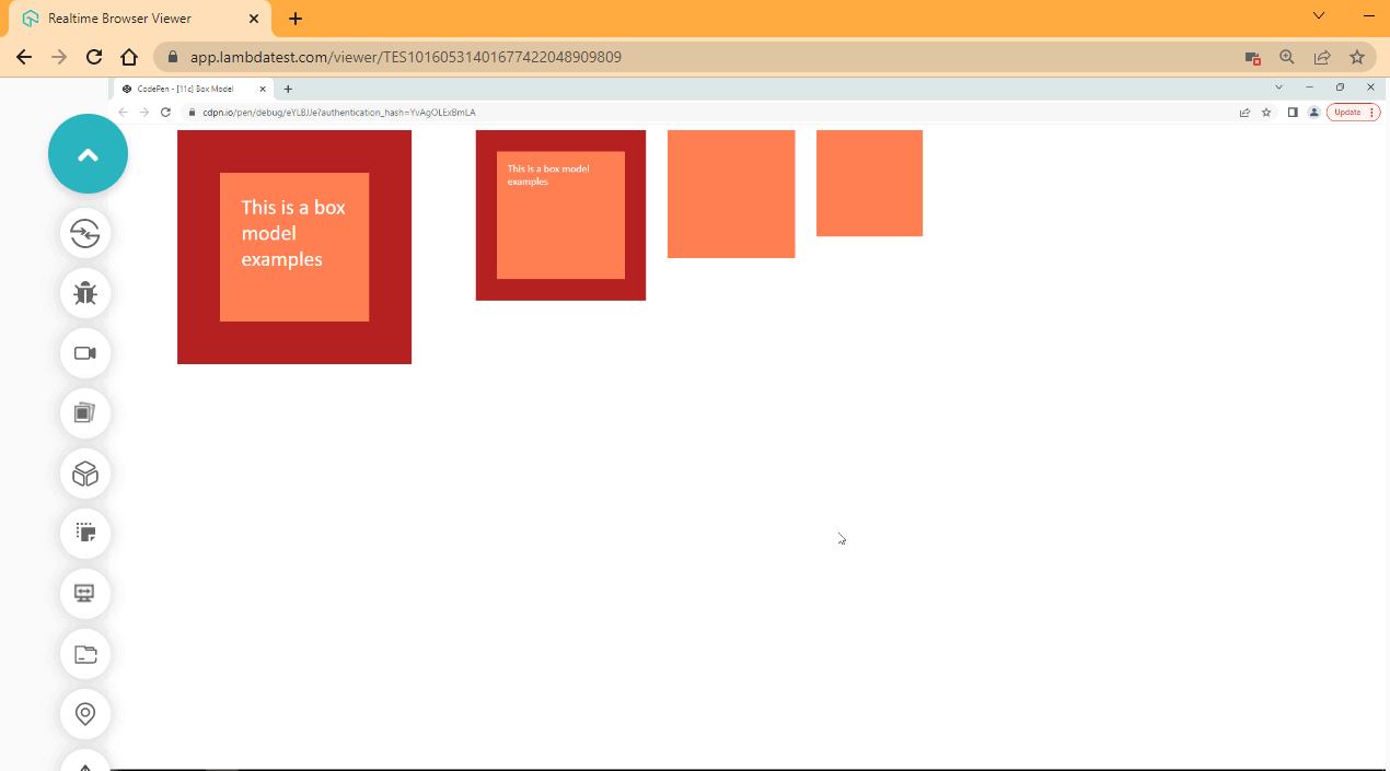 The box model example browser output