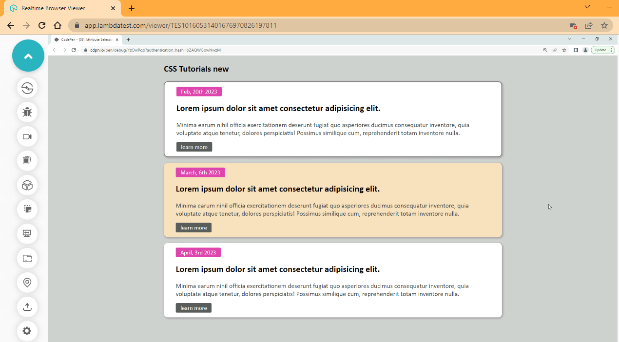 attribute selector css3 output