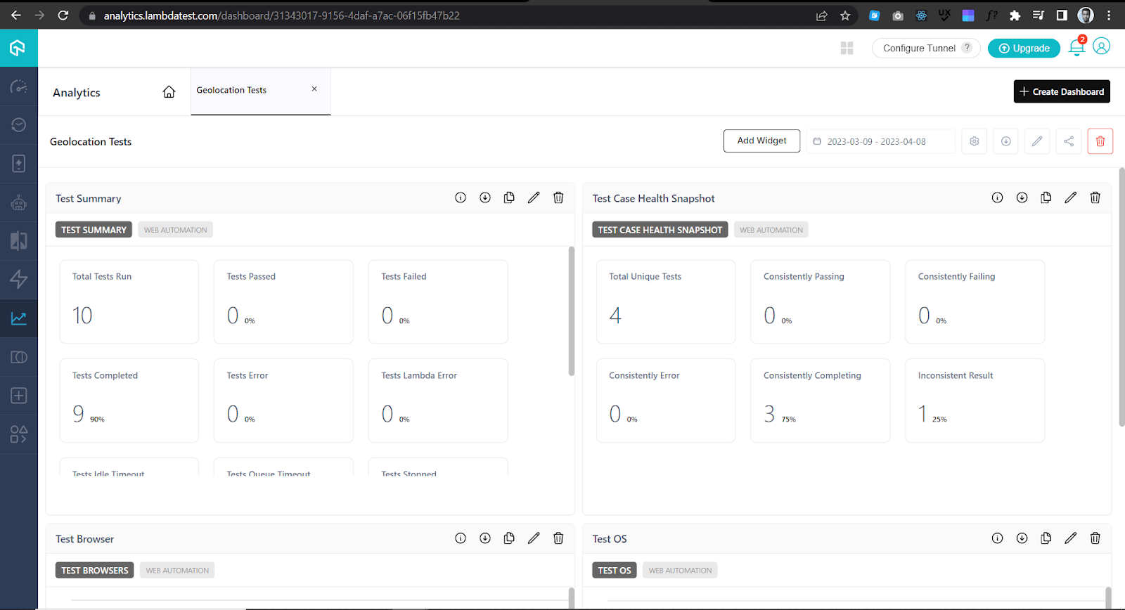  Create New Dashboard 