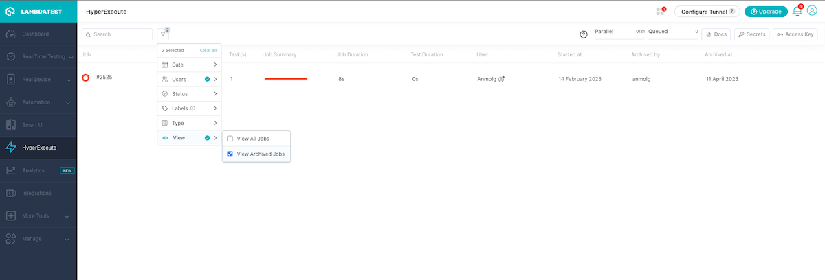 added a feature to archive jobs 