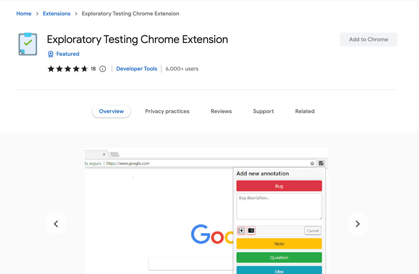 Exploratory Testing Chrome Extension