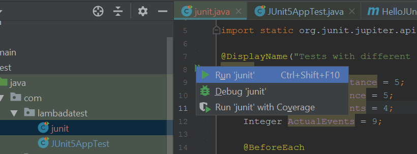 Run ‘junit