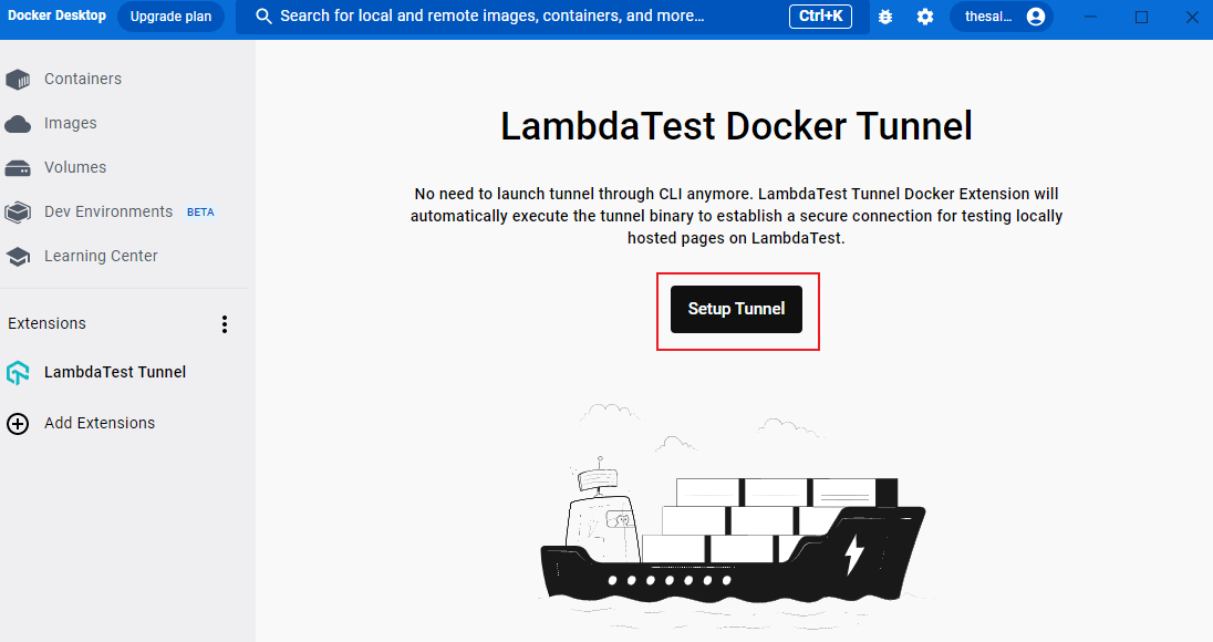 Local Testing with LambdaTest Tunnel Docker Extension 