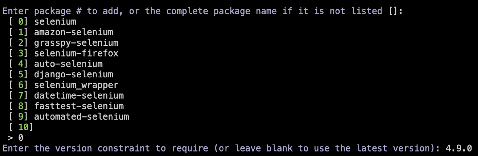 Select the relevant package name