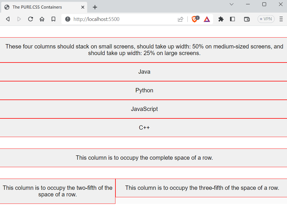 pure css Output