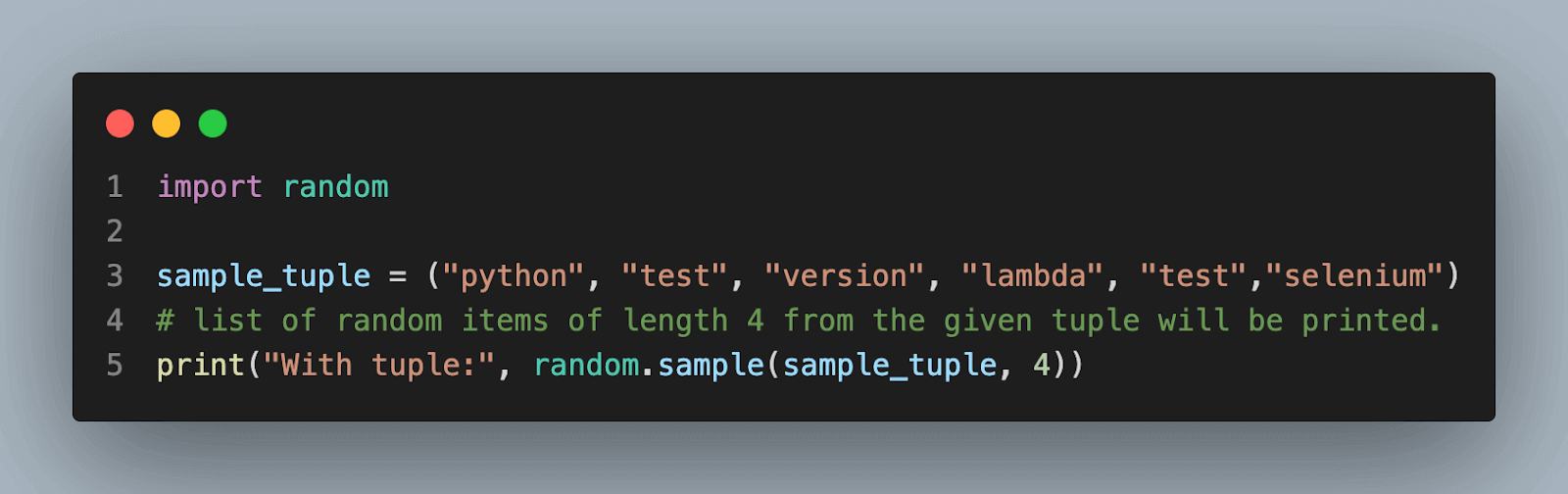 sample tuple