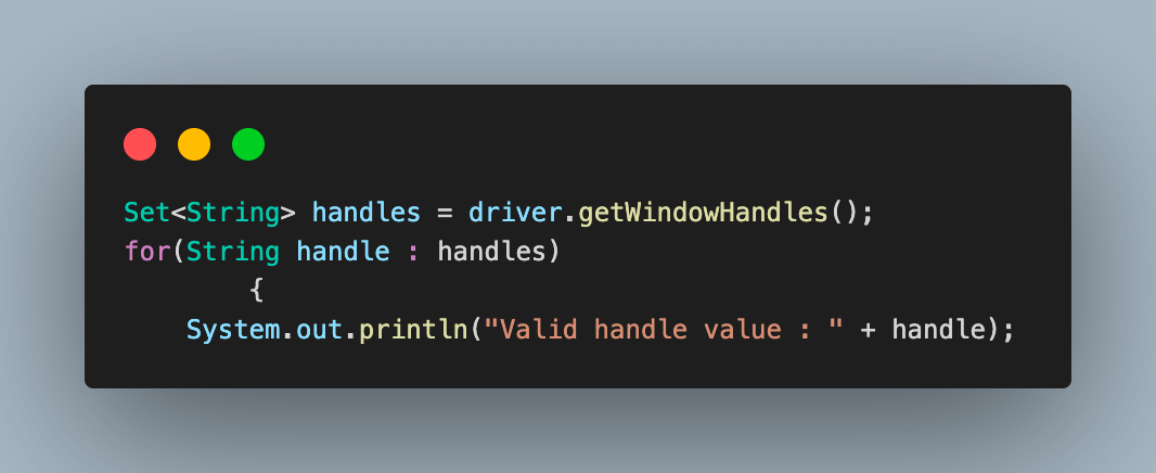 window handles using driver.getWindowHandles()