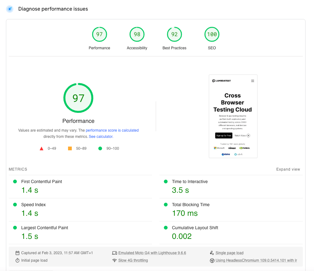 Diagnose performance issues