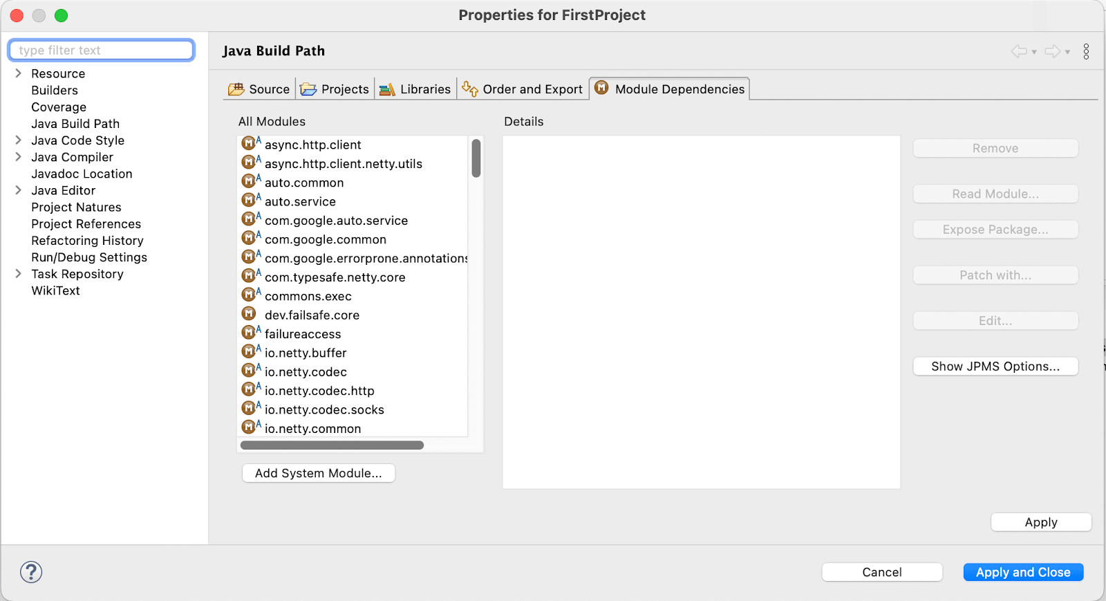 Go to Module Dependencie