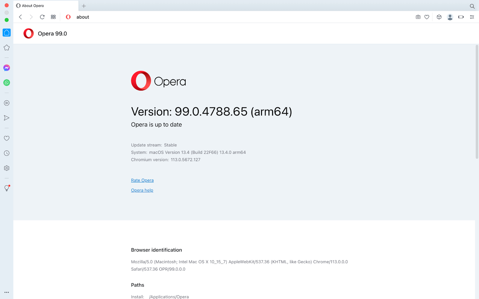 Opera browser installed