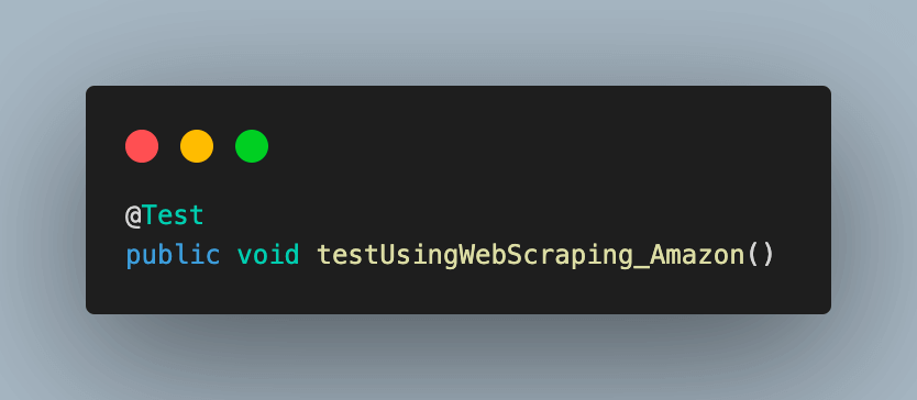 Add a new test case testUsingWebScraping_Amazon()