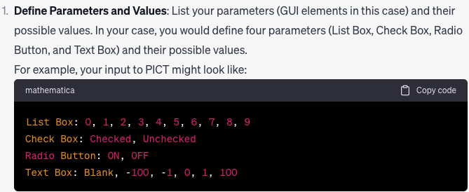 Generating Test Ideas - Combinatorial Test Cases