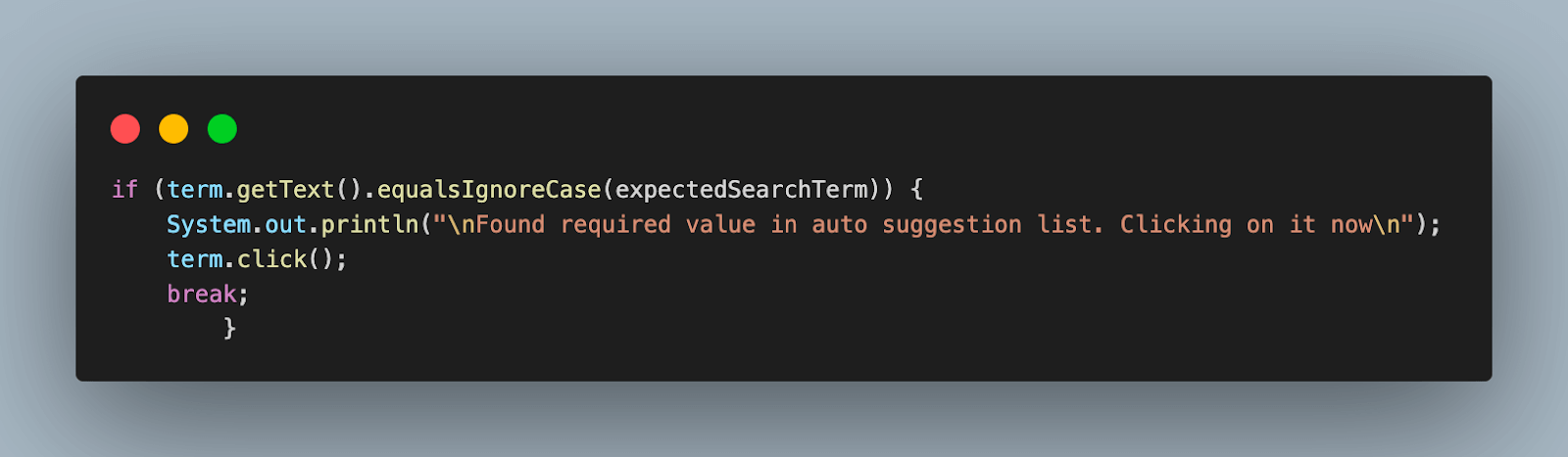 auto-suggestion value with the expected product
