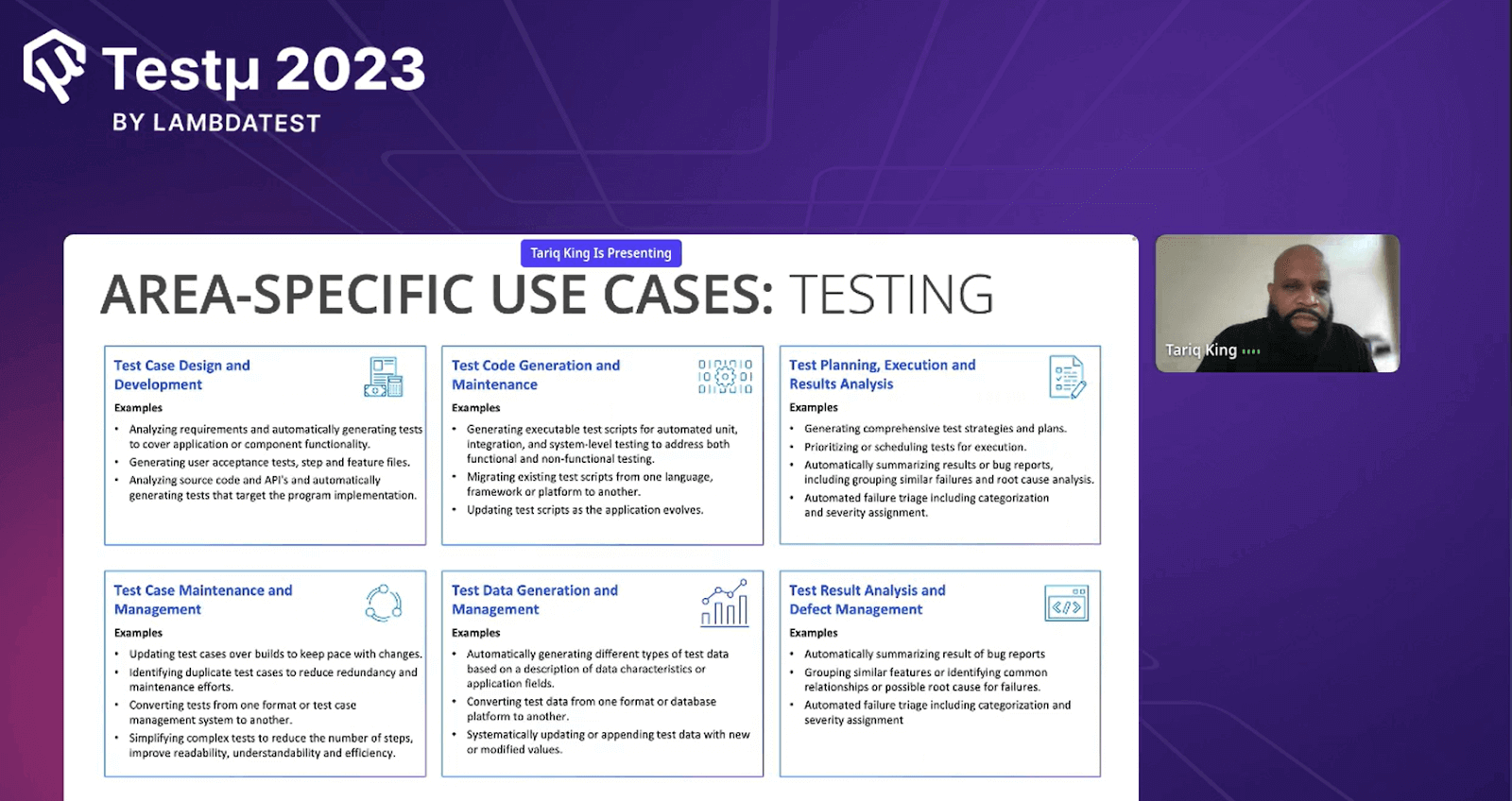 Area Specific Use Cases: Testing
