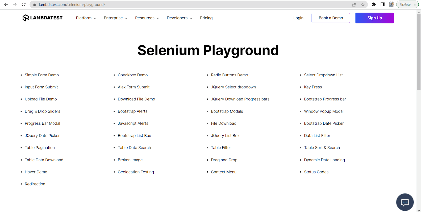 selenium playground