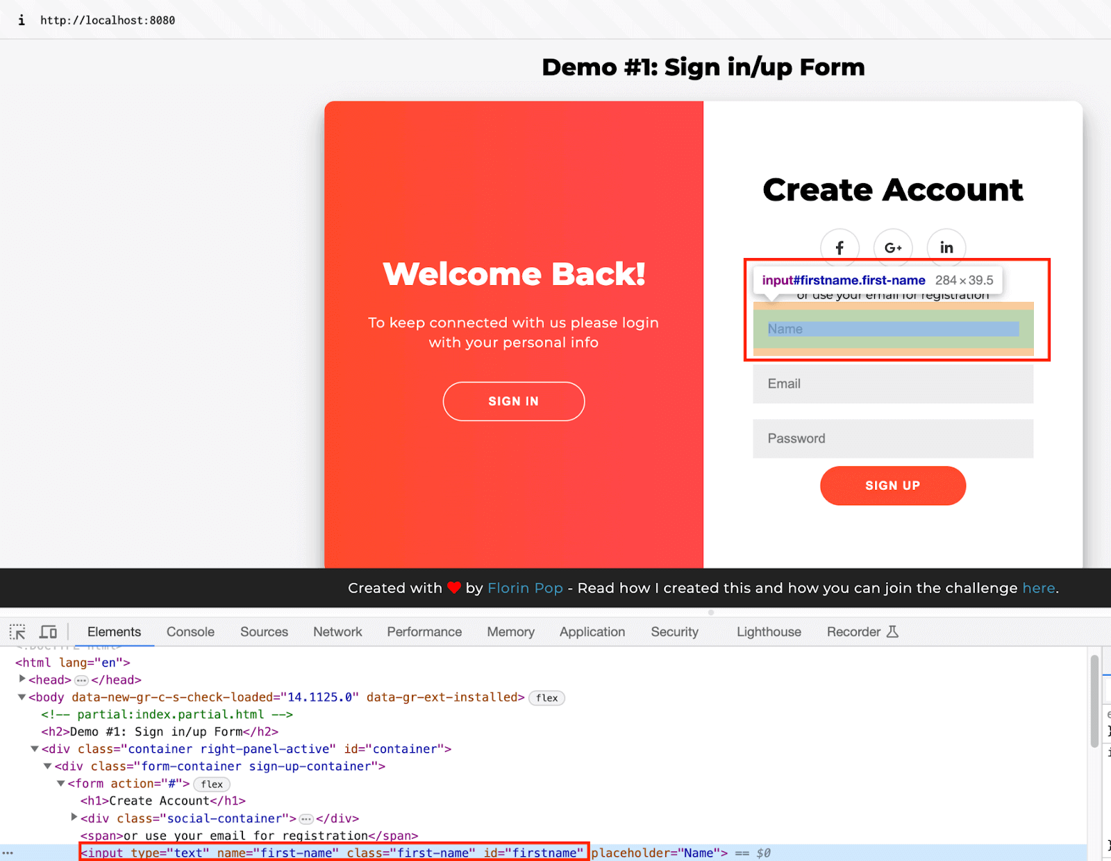 SIGN UP button