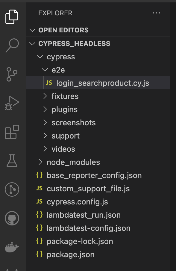 test cases under the folder Cypress