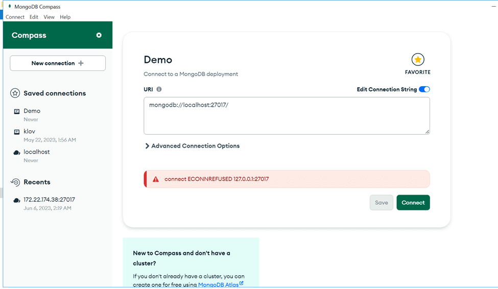 Open the MongoDB Compass