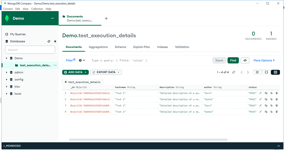 demo MongoDB