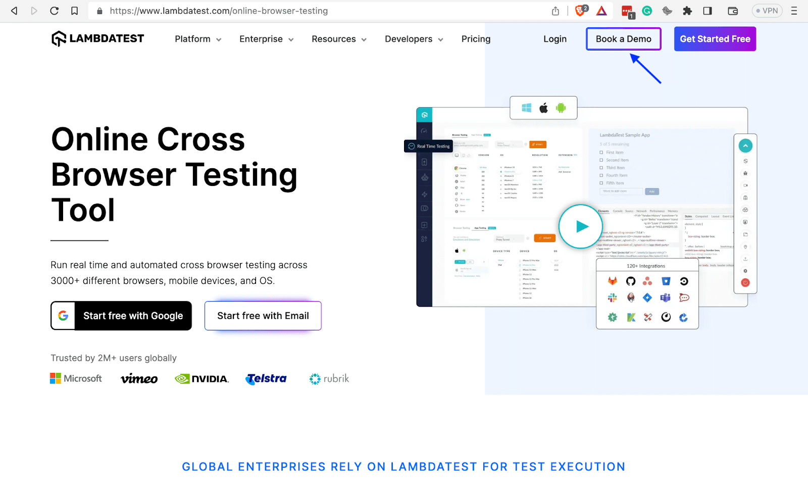 LambdaTest Homepage