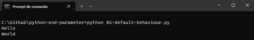 Illustrating the default behavior of the Python end parameter