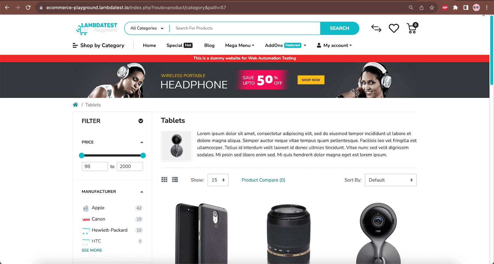 Tablets product page