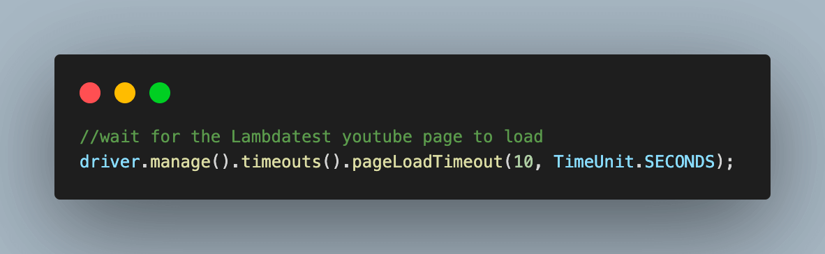 pageloadTimeout() 