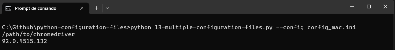 selected Python configuration file is loaded
