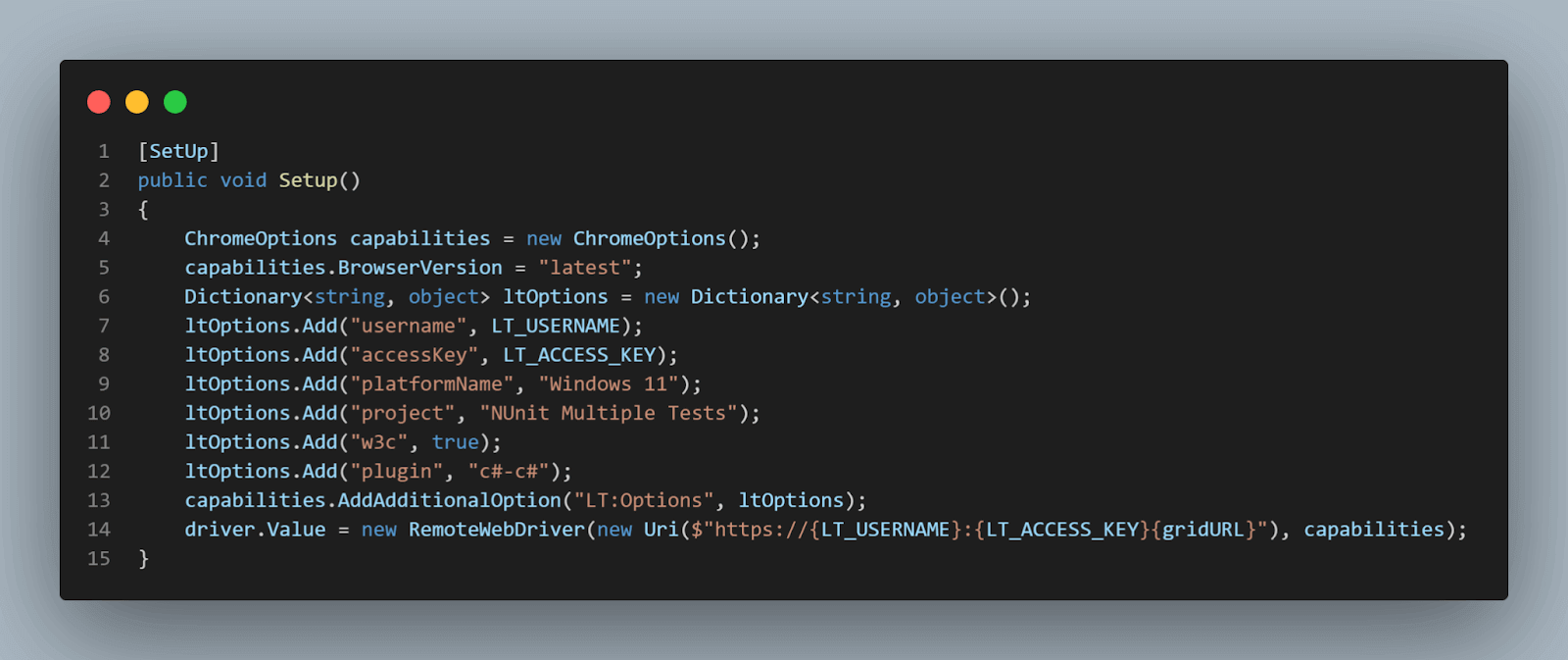 setup method