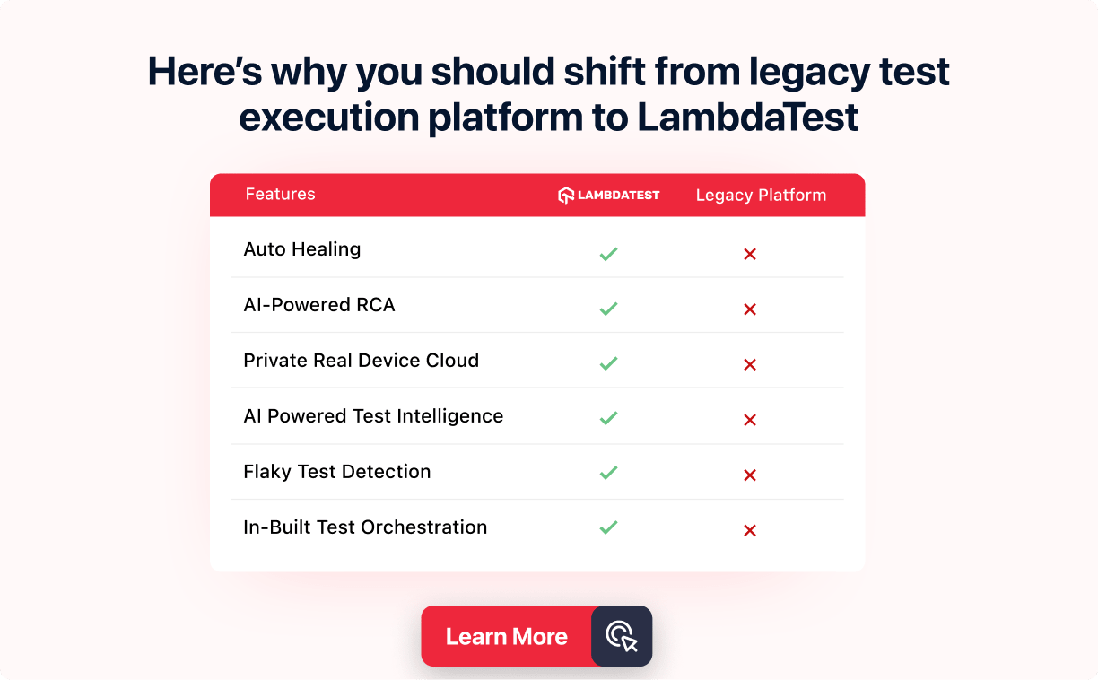 shift from legacy test platform