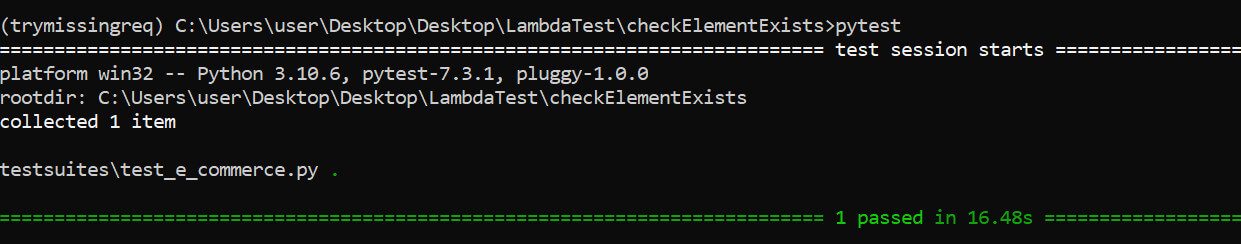 The test runs in the command line, as shown below.