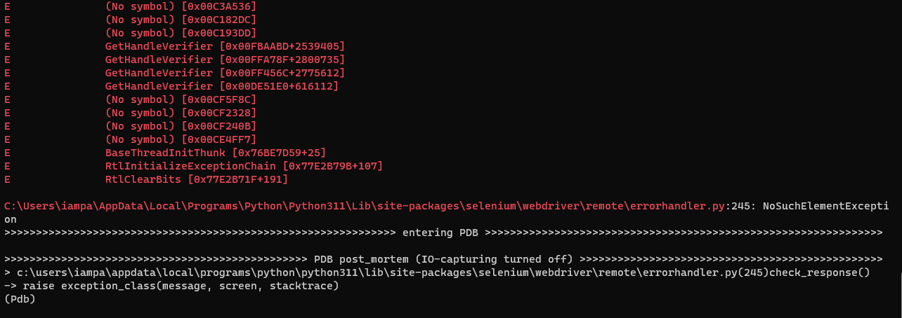 Python Debugger will return all the error details