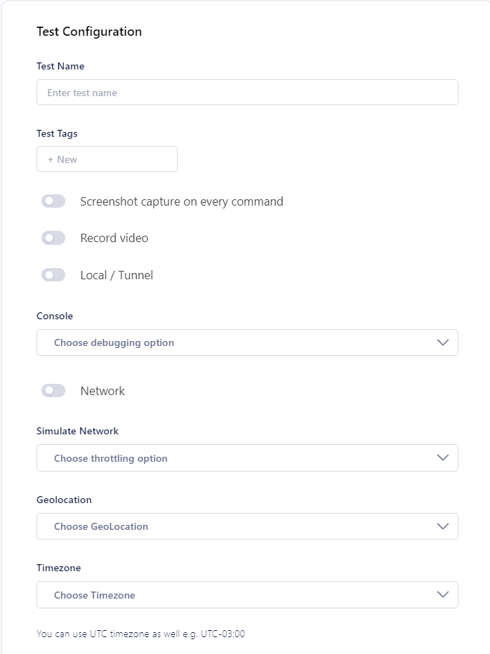  LambdaTest by configuring the test configurations