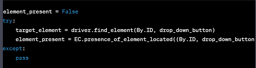 Check for element presence