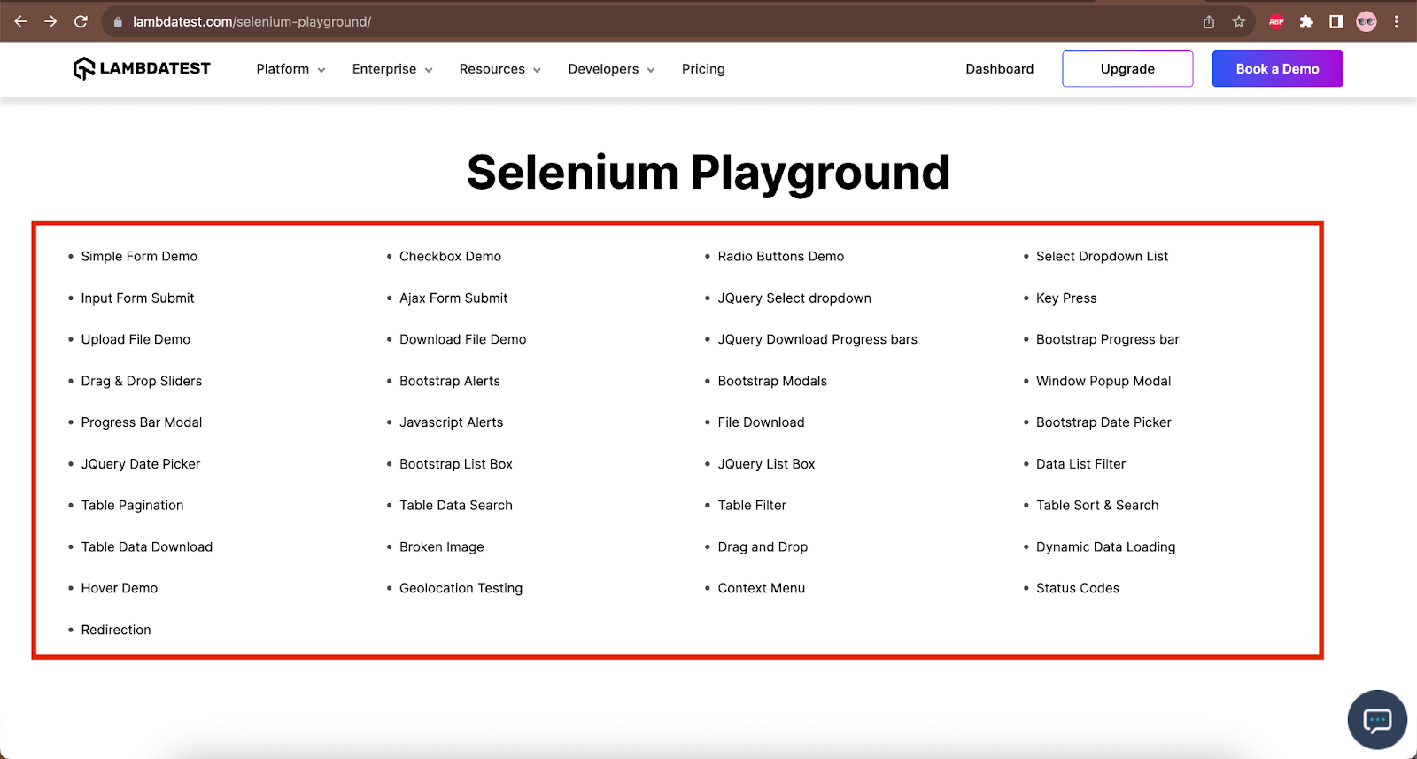 LambdaTest Selenium Playground