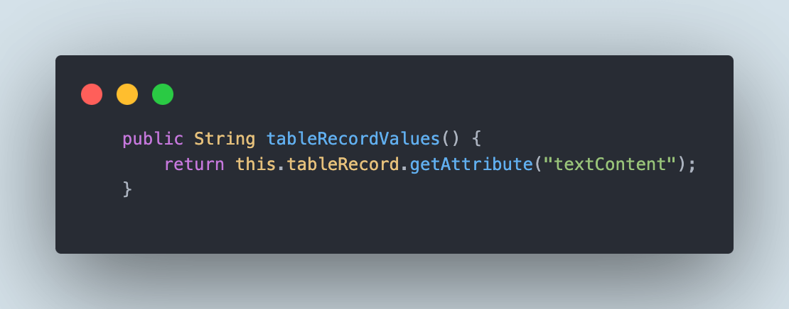 tableRecordValues() method will