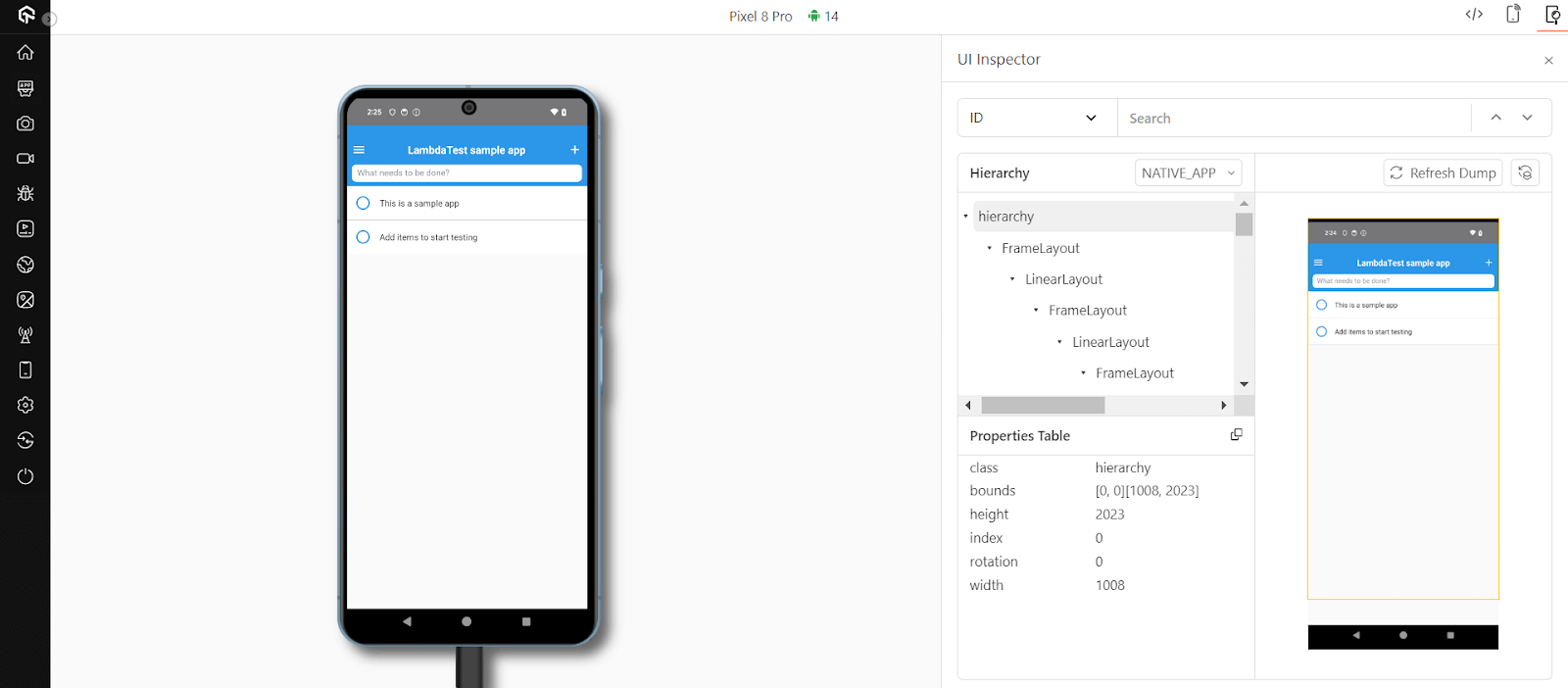 UI Inspector launch