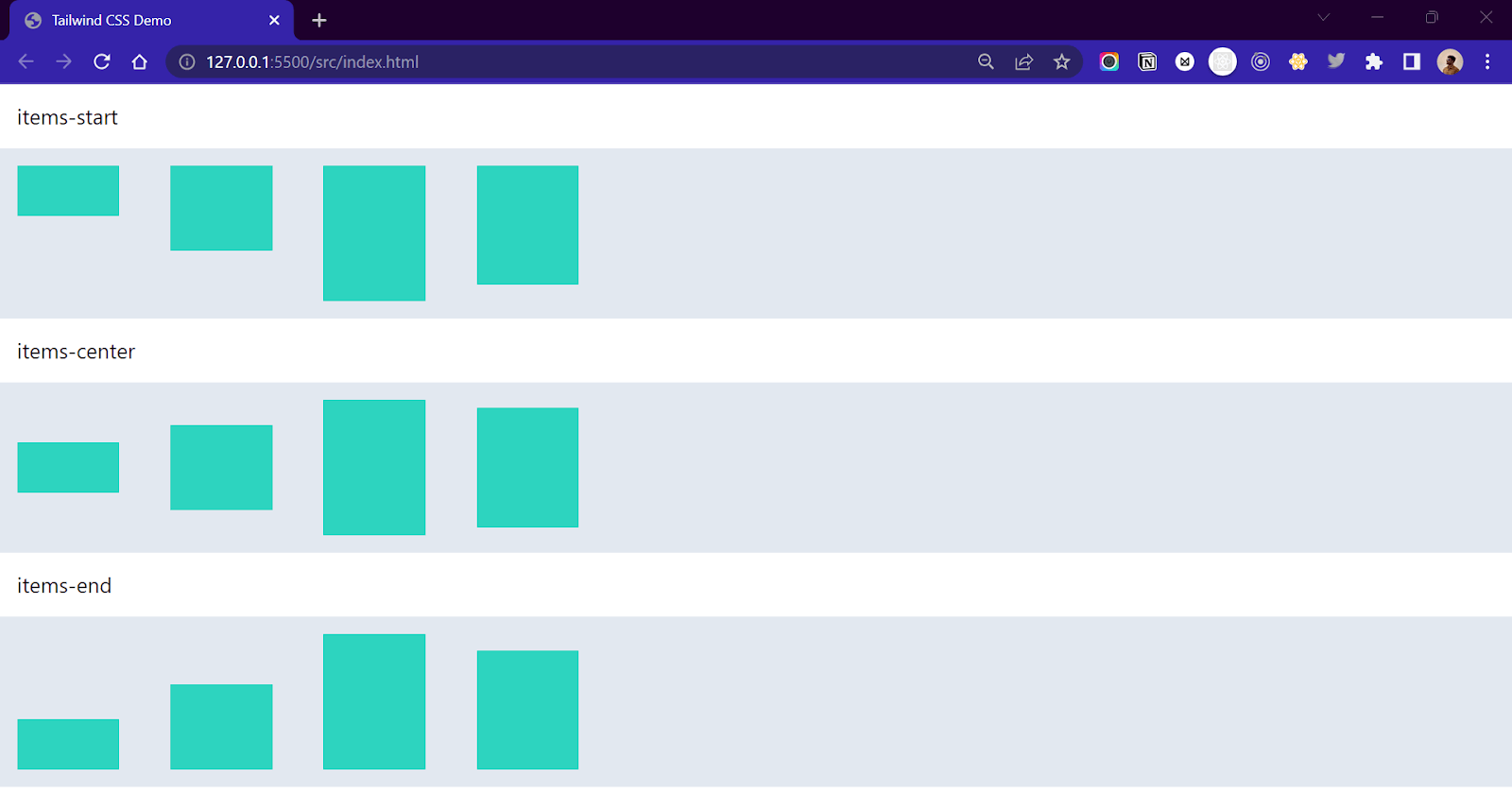 Align items in Tailwind CSS