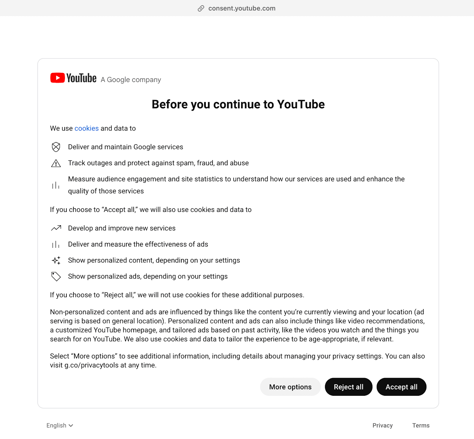 All button is initiated in case the YouTube consent