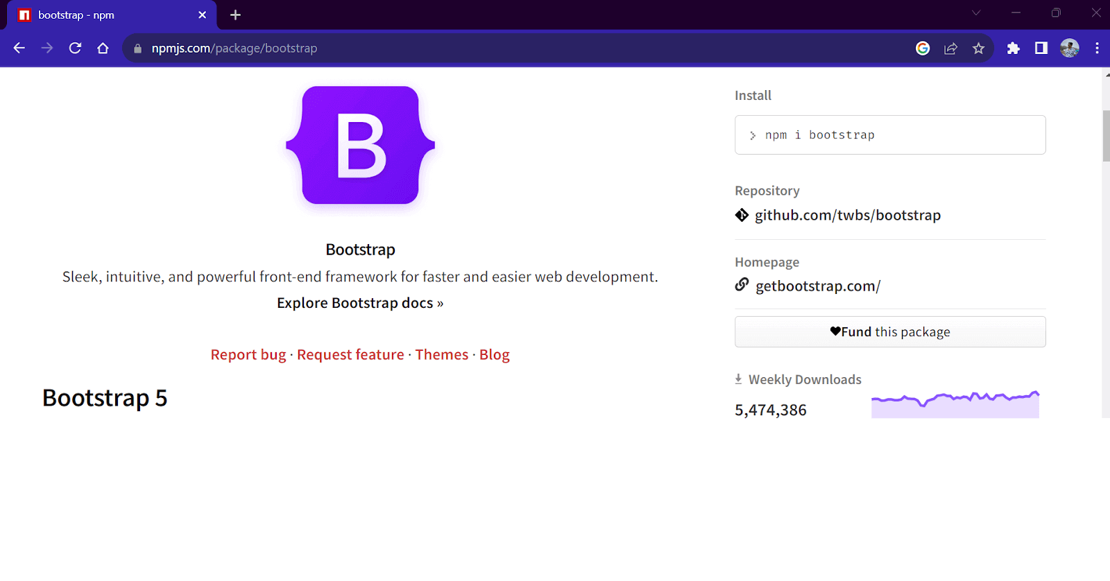 Bootstrap weekly downloads