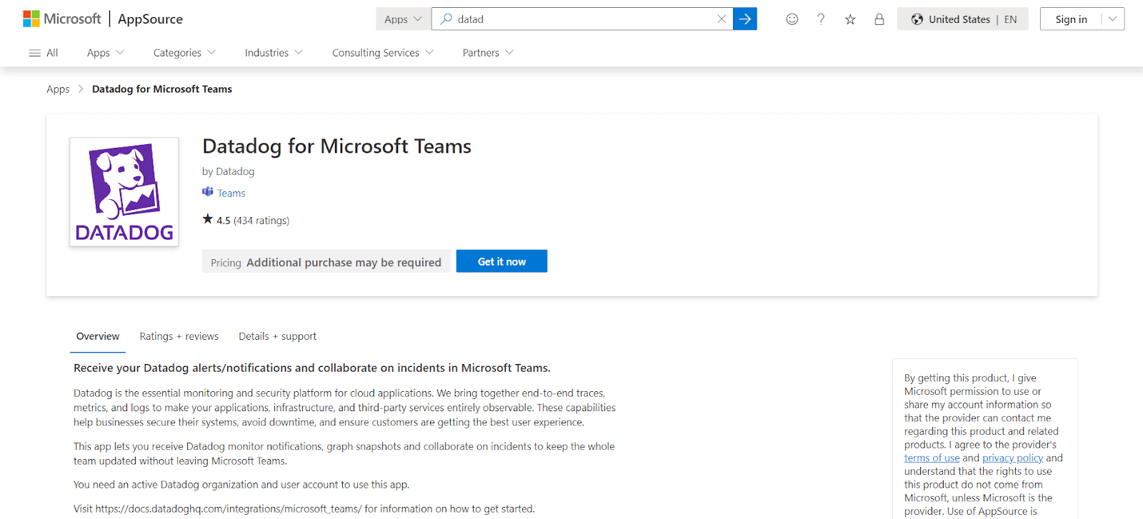 Datadog for Microsoft Teams
