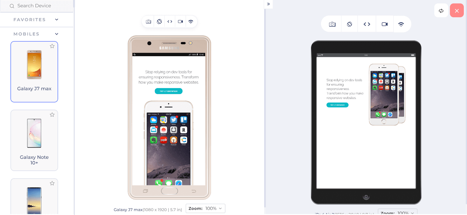 In smaller screens, both text and image stack vertically, and in larger screens, both stack side by side