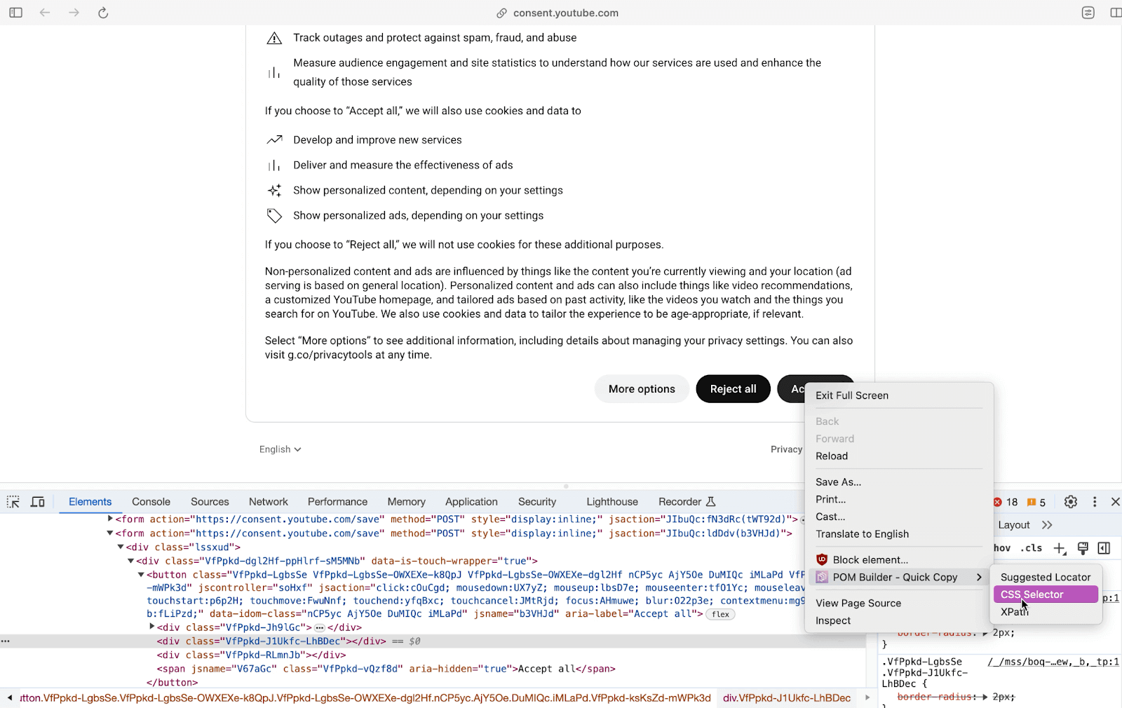 Once the element is located, the click method in Selenium