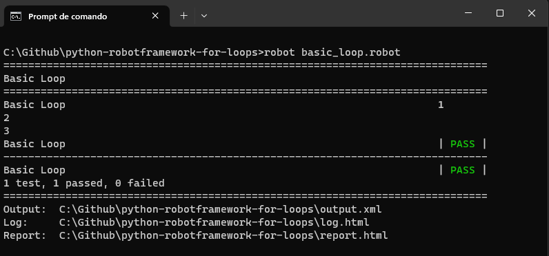 loop in Robot Framework