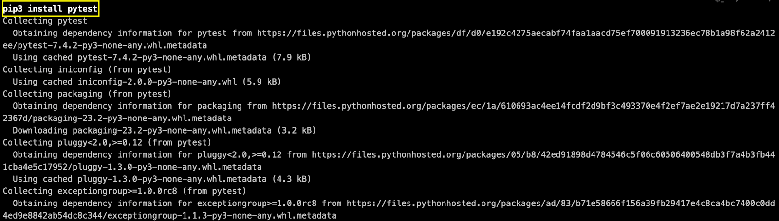  pip install pytest