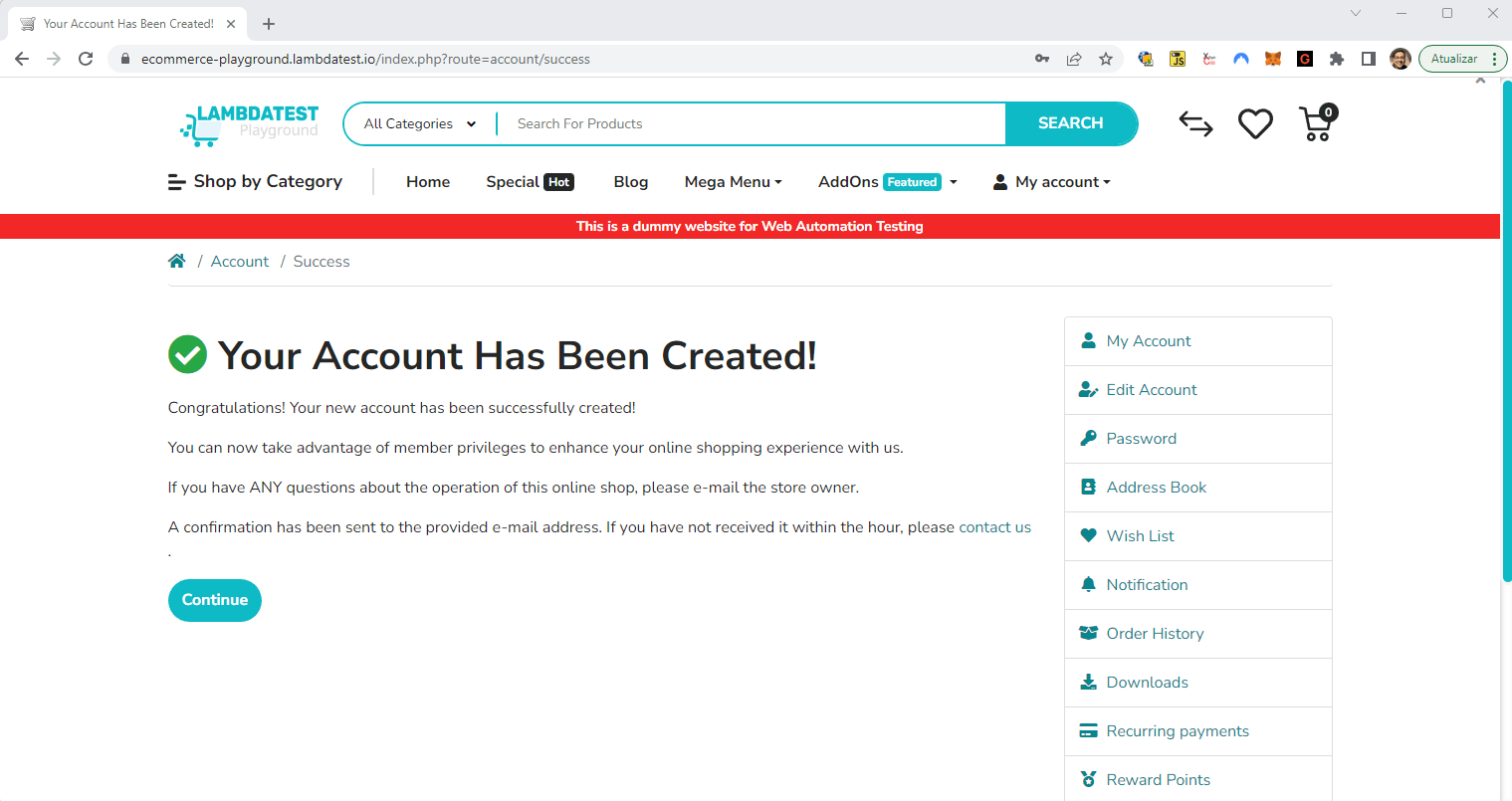 account created