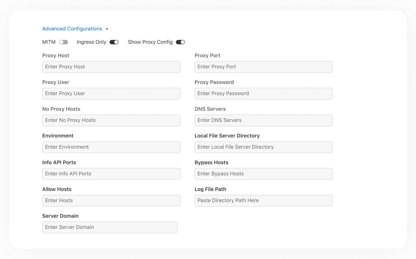 Access to Advanced Configurations