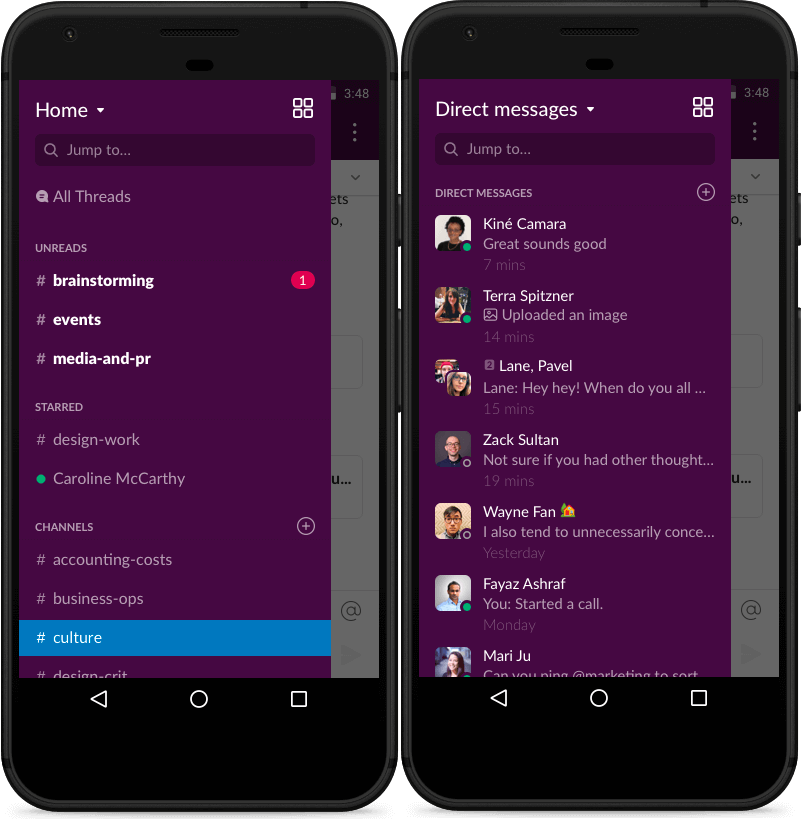 mobile friendly design slack