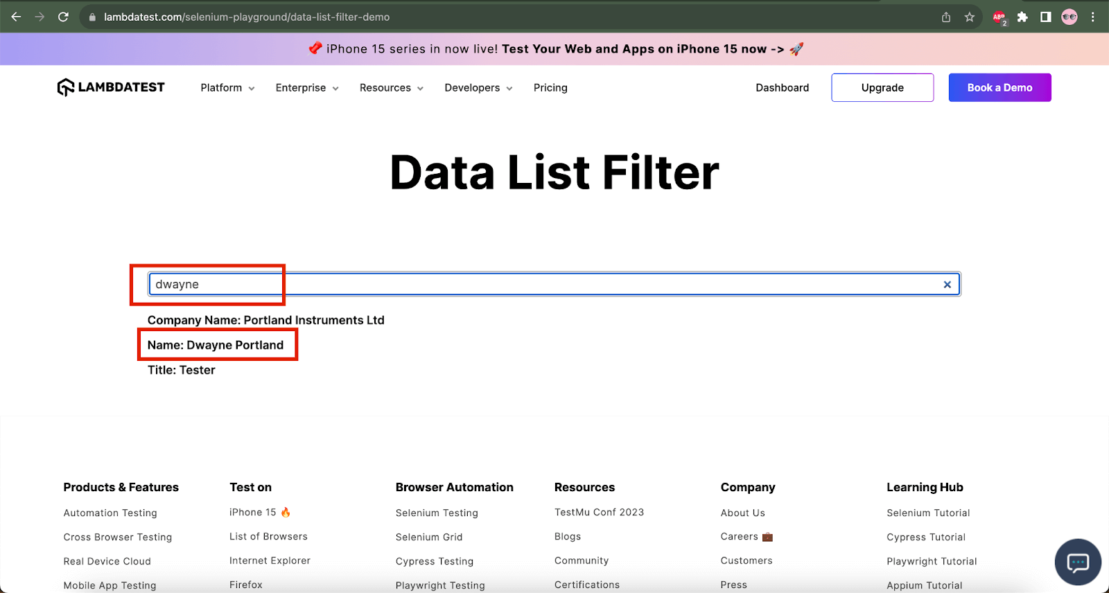 Data List Filter